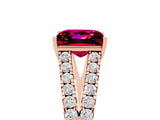 Rose gold Princess Cut Cut Split Shank Pave Diamond Engagement Ring with Four-Prong Setting_5