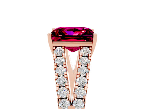 Rose gold Princess Cut Cut Split Shank Pave Diamond Engagement Ring with Four-Prong Setting_5