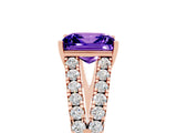 Rose gold Princess Cut Cut Split Shank Pave Diamond Engagement Ring with Four-Prong Setting_5