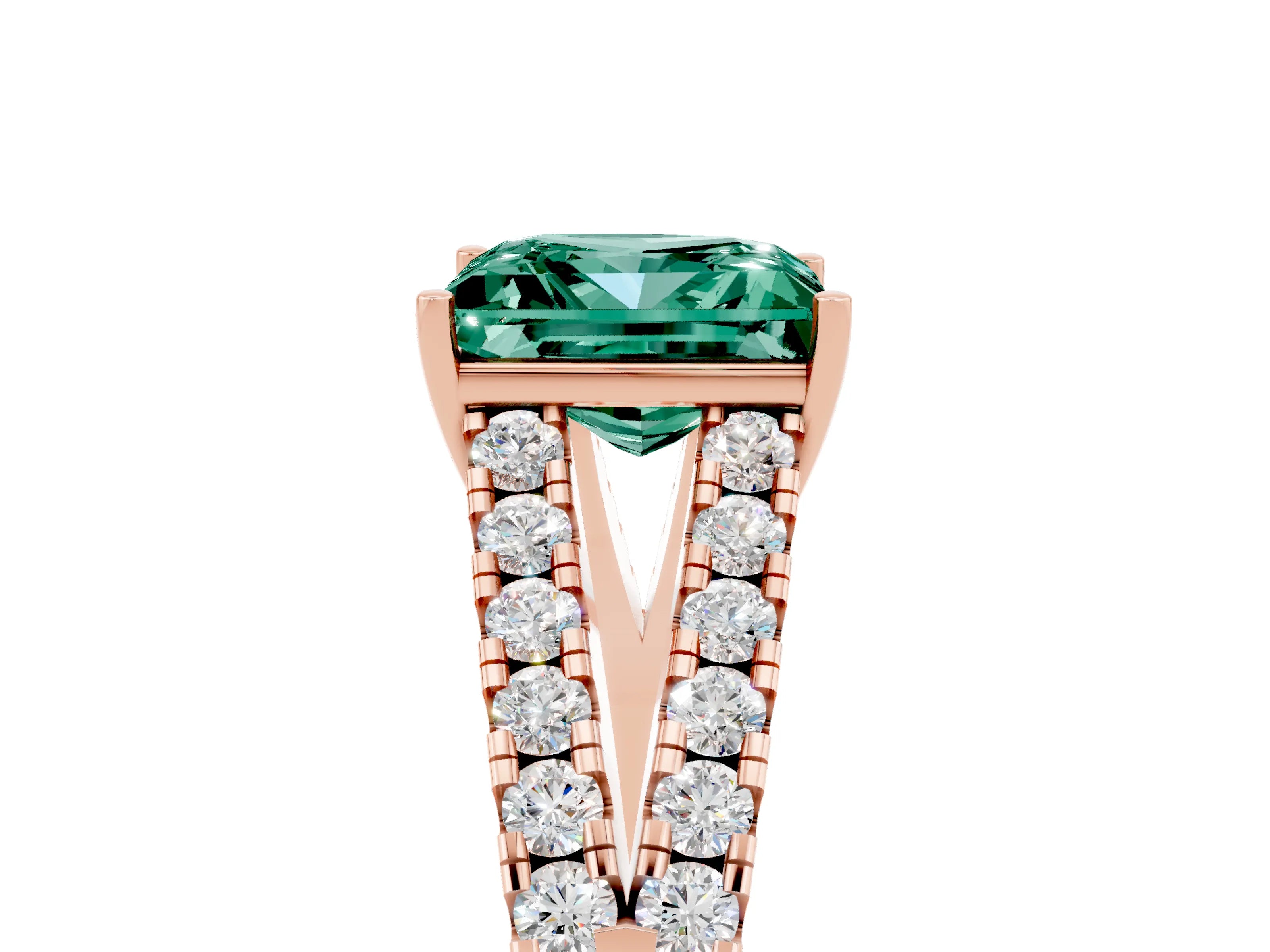 Rose gold Princess Cut Cut Split Shank Pave Diamond Engagement Ring with Four-Prong Setting_5