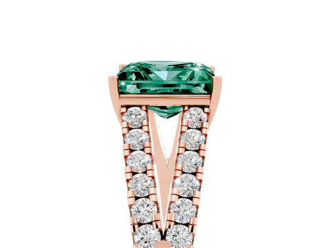 Rose gold Princess Cut Cut Split Shank Pave Diamond Engagement Ring with Four-Prong Setting_5