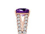 Rose gold Princess Cut Cut Split Shank Pave Diamond Engagement Ring with Four-Prong Setting_5