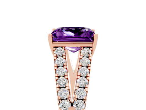 Rose gold Princess Cut Cut Split Shank Pave Diamond Engagement Ring with Four-Prong Setting_5