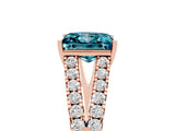 Rose gold Princess Cut Cut Split Shank Pave Diamond Engagement Ring with Four-Prong Setting_5