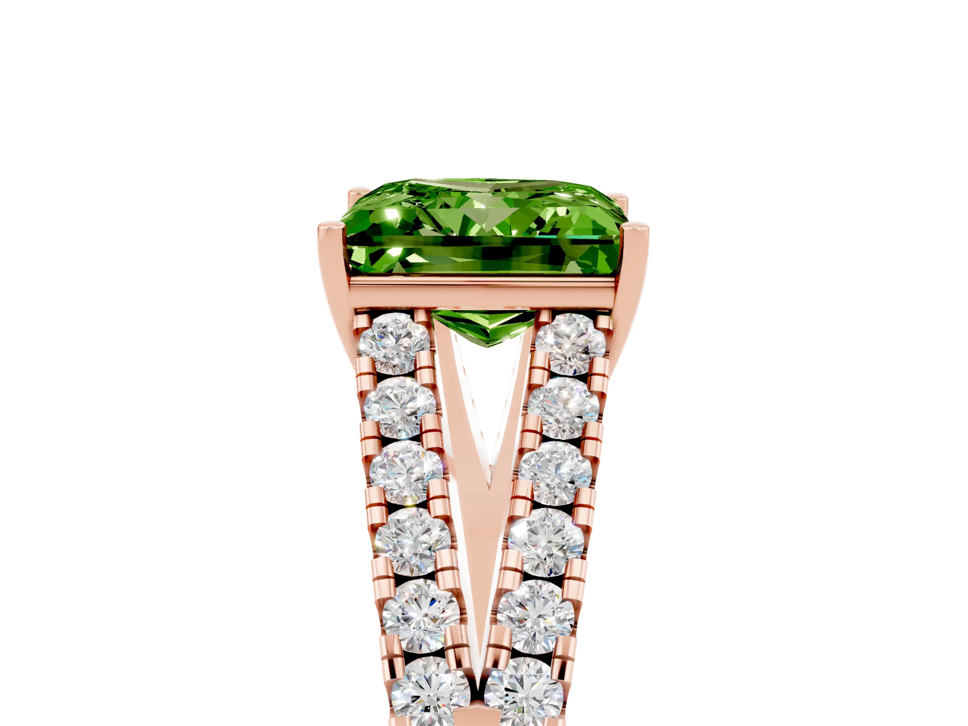 Rose gold Princess Cut Cut Split Shank Pave Diamond Engagement Ring with Four-Prong Setting_5