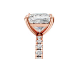 Rose gold Princess Cut Diamond Brilliant Solitaire Ring with Pavé Band and Four-Prong Setting_178
