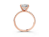 Rose gold Princess Cut Diamond Brilliant Solitaire Ring with Pavé Band and Four-Prong Setting_18