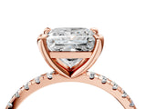 Rose gold Princess Cut Diamond Brilliant Solitaire Ring with Pavé Band and Four-Prong Setting_19