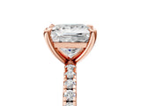 Rose gold Princess Cut Diamond Brilliant Solitaire Ring with Pavé Band and Four-Prong Setting_20
