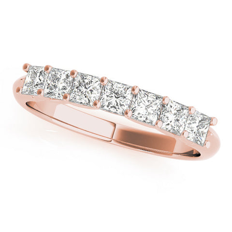 Rose gold Princess Cut Diamond Channel Set Eternity Band with Prong Setting