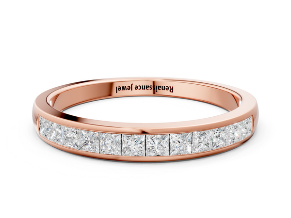 Rose gold Princess Cut Diamond Channel Set Eternity Band