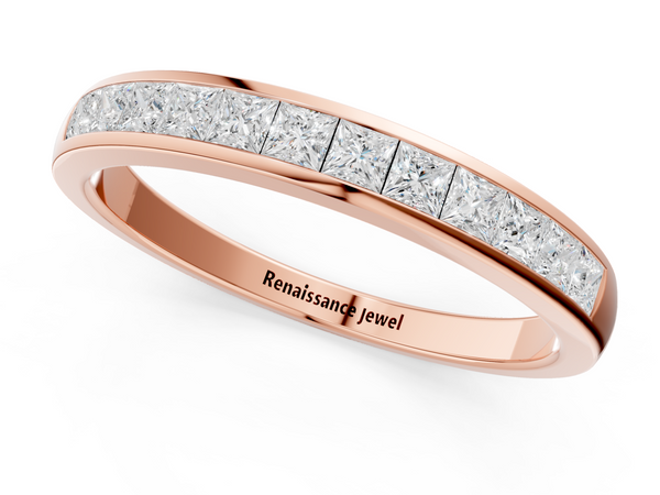 Rose gold Princess Cut Diamond Channel Set Eternity Band
