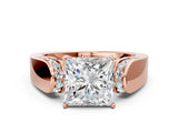 Rose gold Princess Cut Diamond Channel Set Solitaire Ring with Four-Prong Setting_12