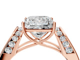 Rose gold Princess Cut Diamond Channel Set Solitaire Ring with Four-Prong Setting_16