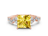 Rose gold Princess Cut Diamond Cluster Pavé Band with Four-Prong Setting_11