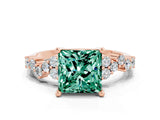 Rose gold Princess Cut Diamond Cluster Pavé Band with Four-Prong Setting_11