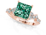 Rose gold Princess Cut Diamond Cluster Pavé Band with Four-Prong Setting_12