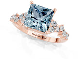 Rose gold Princess Cut Diamond Cluster Pavé Band with Four-Prong Setting_12