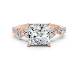 Rose gold Princess Cut Diamond Cluster Pavé Band with Four-Prong Setting_12