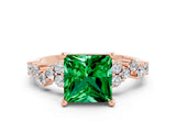 Rose gold Princess Cut Diamond Cluster Pavé Band with Four-Prong Setting_12