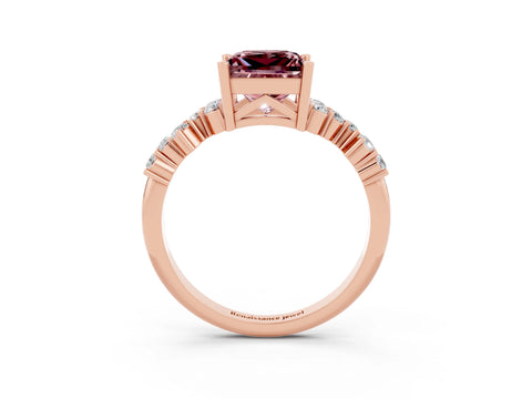 Rose gold Princess Cut Diamond Cluster Pavé Band with Four-Prong Setting_12
