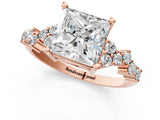 Rose gold Princess Cut Diamond Cluster Pavé Band with Four-Prong Setting_13