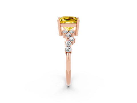 Rose gold Princess Cut Diamond Cluster Pavé Band with Four-Prong Setting_13