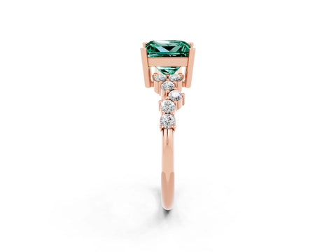 Rose gold Princess Cut Diamond Cluster Pavé Band with Four-Prong Setting_13