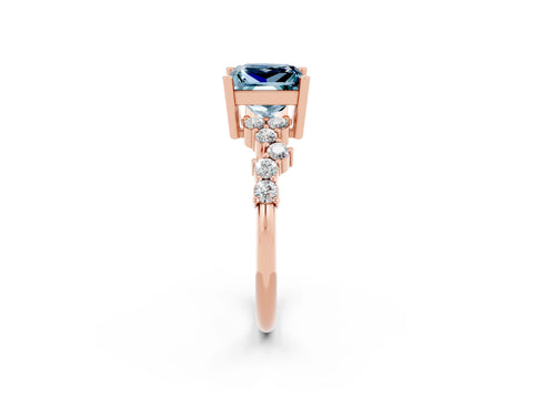 Rose gold Princess Cut Diamond Cluster Pavé Band with Four-Prong Setting_13