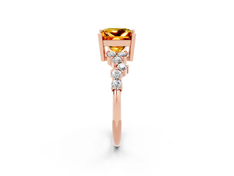Rose gold Princess Cut Diamond Cluster Pavé Band with Four-Prong Setting_13