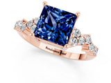 Rose gold Princess Cut Diamond Cluster Pavé Band with Four-Prong Setting_13