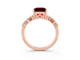 Rose gold Princess Cut Diamond Cluster Pavé Band with Four-Prong Setting_14