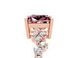 Rose gold Princess Cut Diamond Cluster Pavé Band with Four-Prong Setting_14