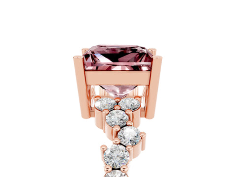 Rose gold Princess Cut Diamond Cluster Pavé Band with Four-Prong Setting_14