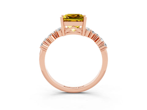 Rose gold Princess Cut Diamond Cluster Pavé Band with Four-Prong Setting_14