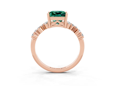 Rose gold Princess Cut Diamond Cluster Pavé Band with Four-Prong Setting_14