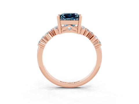 Rose gold Princess Cut Diamond Cluster Pavé Band with Four-Prong Setting_14