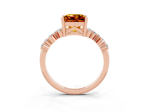 Rose gold Princess Cut Diamond Cluster Pavé Band with Four-Prong Setting_14