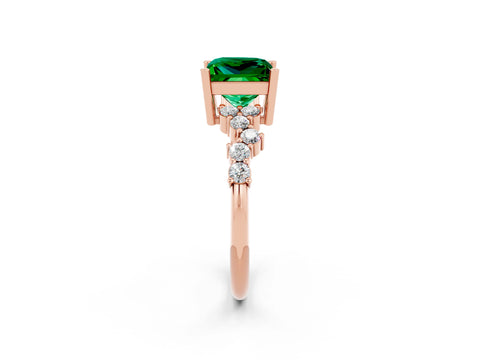 Rose gold Princess Cut Diamond Cluster Pavé Band with Four-Prong Setting_14