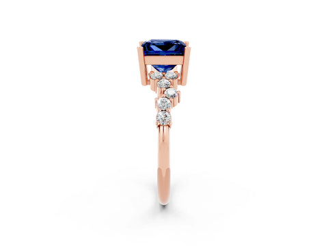 Rose gold Princess Cut Diamond Cluster Pavé Band with Four-Prong Setting_14
