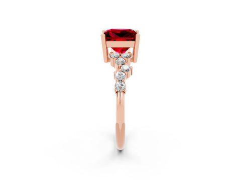 Rose gold Princess Cut Diamond Cluster Pavé Band with Four-Prong Setting_14