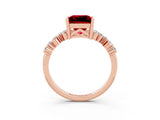 Rose gold Princess Cut Diamond Cluster Pavé Band with Four-Prong Setting_15