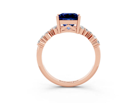Rose gold Princess Cut Diamond Cluster Pavé Band with Four-Prong Setting_15
