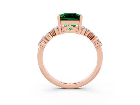 Rose gold Princess Cut Diamond Cluster Pavé Band with Four-Prong Setting_15