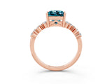 Rose gold Princess Cut Diamond Cluster Pavé Band with Four-Prong Setting_15