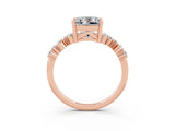 Rose gold Princess Cut Diamond Cluster Pavé Band with Four-Prong Setting_15