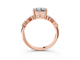Rose gold Princess Cut Diamond Cluster Pavé Band with Four-Prong Setting_15