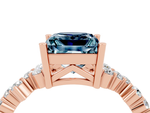 Rose gold Princess Cut Diamond Cluster Pavé Band with Four-Prong Setting_15