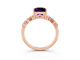 Rose gold Princess Cut Diamond Cluster Pavé Band with Four-Prong Setting_15