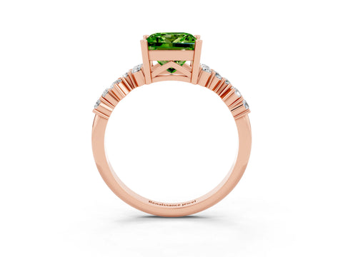 Rose gold Princess Cut Diamond Cluster Pavé Band with Four-Prong Setting_15